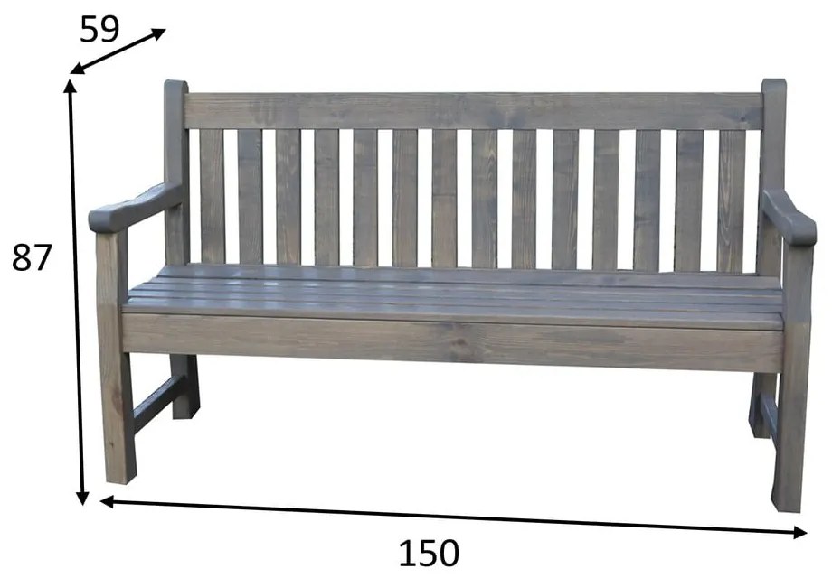 Bancă de grădină gri din lemn London - Rojaplast