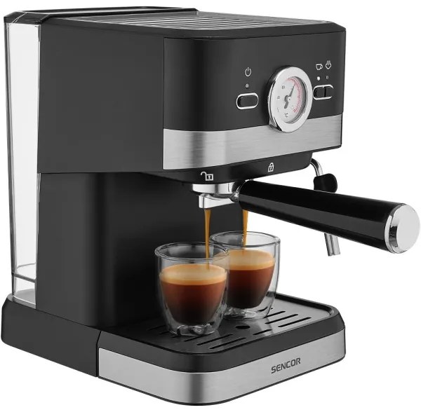 Espressor Sencor 1050W/230V negru/crom mat