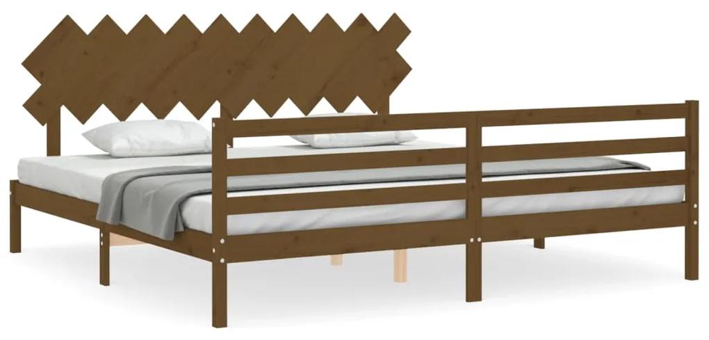3195309 vidaXL Cadru pat cu tăblie, maro miere, 200x200 cm, lemn masiv