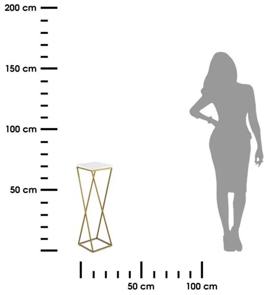 Suport pentru flori LOFT 70x24 cm auriu/alb