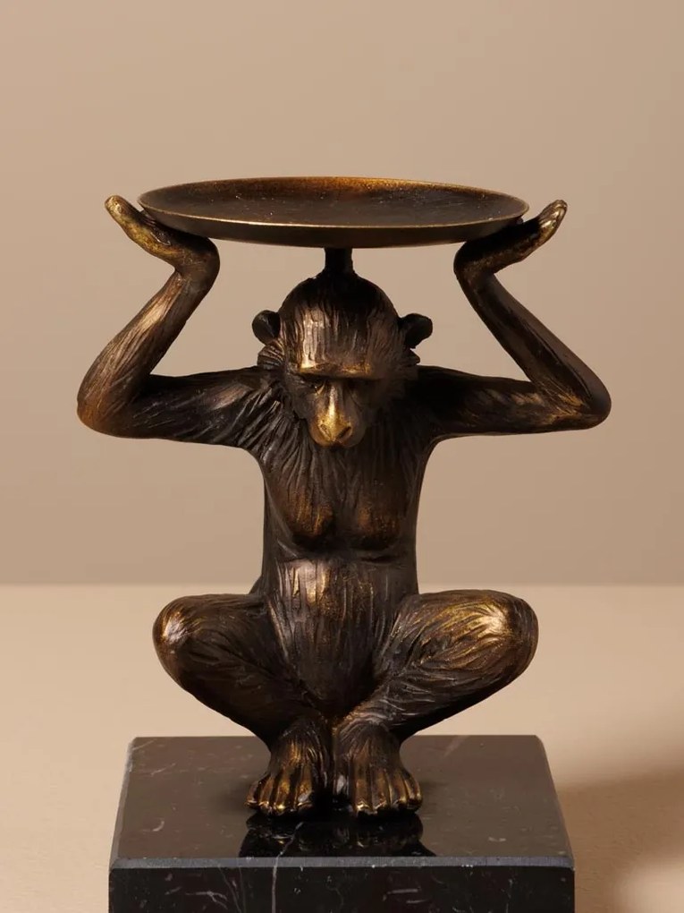 Suport de lumanare, din polirasina, Monkey