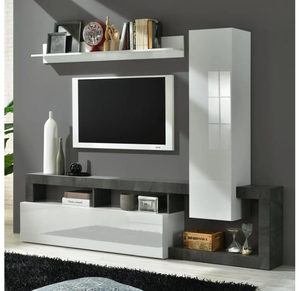 Set mobilier pentru living LENOR alb/antracit