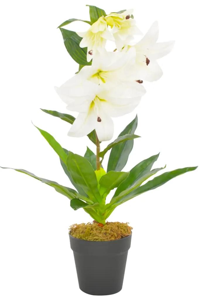 vidaXL Plantă artificială crin cu ghiveci, alb, 65 cm