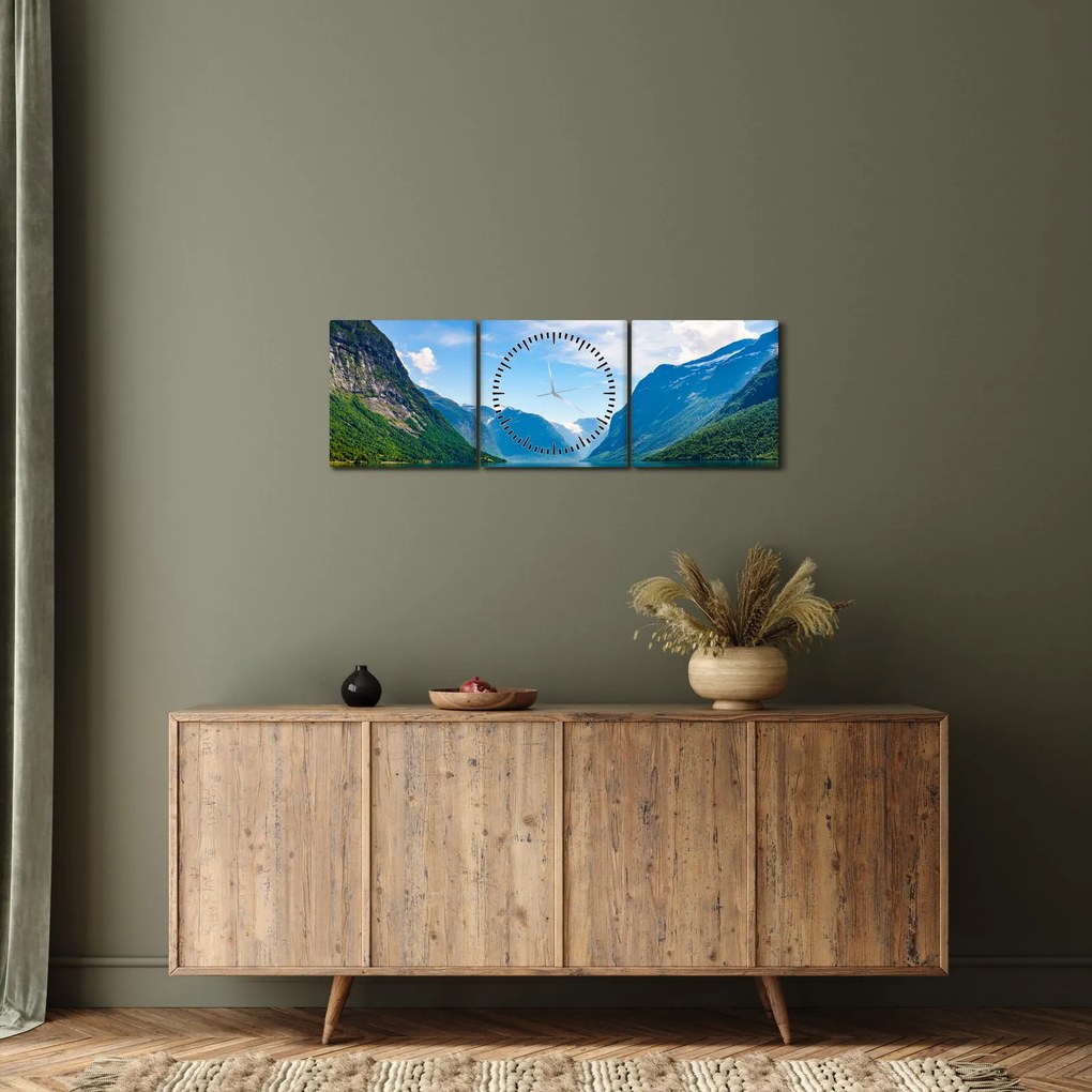 Tablou - Lacul Lovatnet (cu ceas) (90x30 cm)