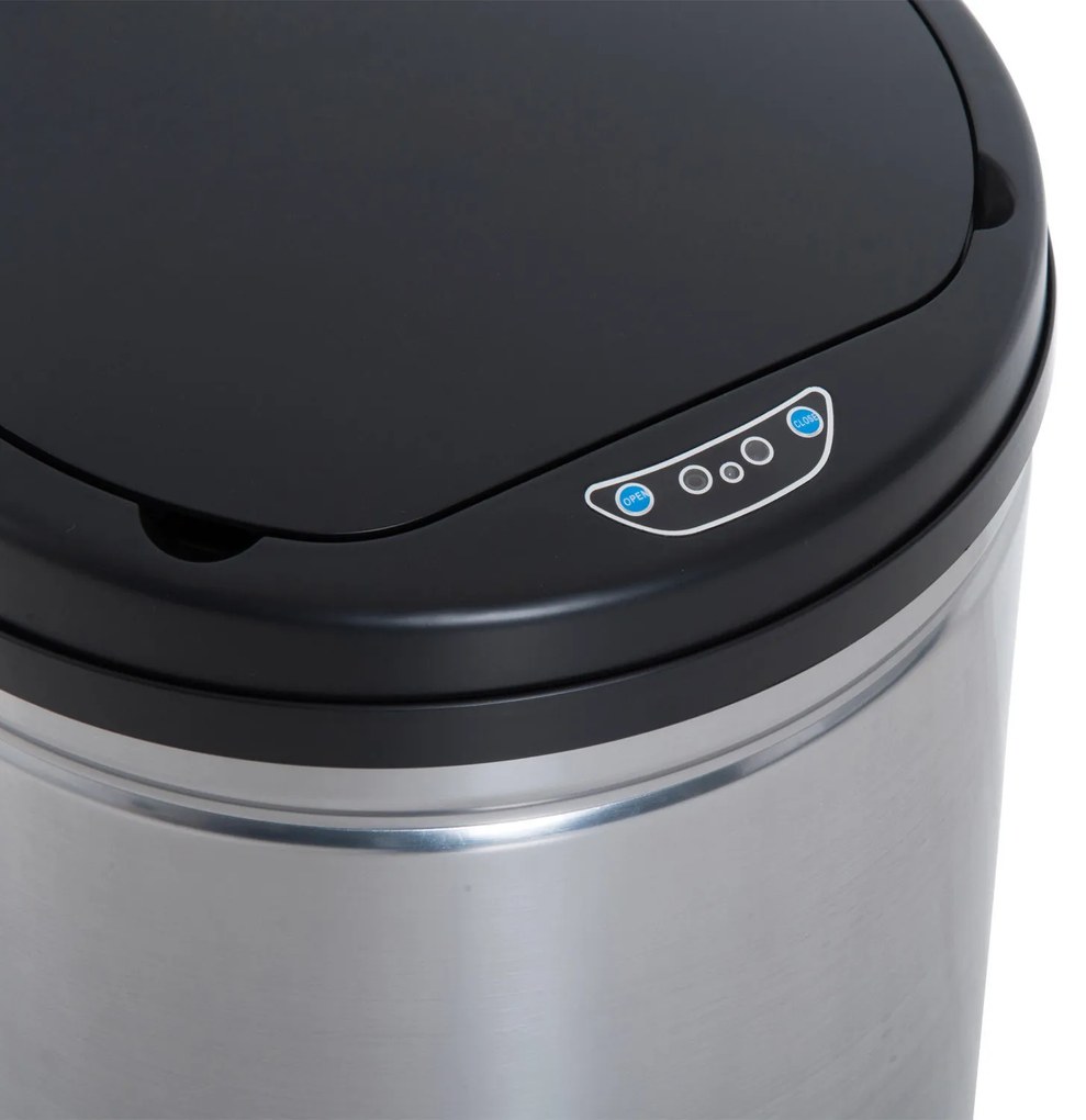 HOMCOM Coș de Gunoi Automat cu Senzor din Oțel Inoxidabil cu/separat Recipient Interior Rotund de 30 L | Aosom Romania