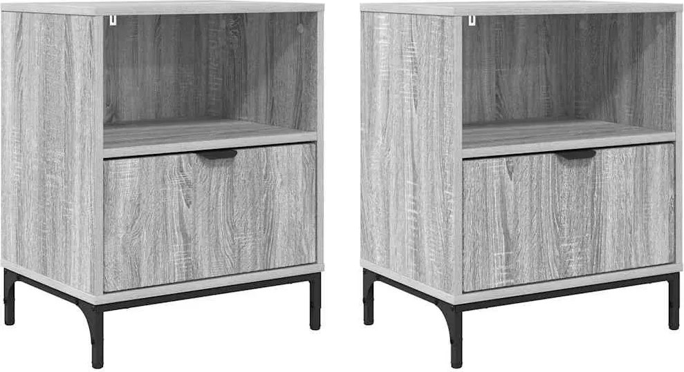 vidaXL Dulap de noapte 2 pcs sonoma gri 49 x 36 x 61 cm Lemn compozit