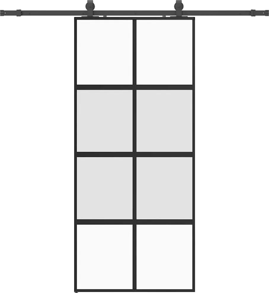vidaXL Ușă glisantă cu set feronerie neagră 90x205cm sticlă securizată
