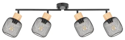 Brilagi - Plafonieră cu spoturi BASKLITE 4xE27/15W/230V lemn/negru