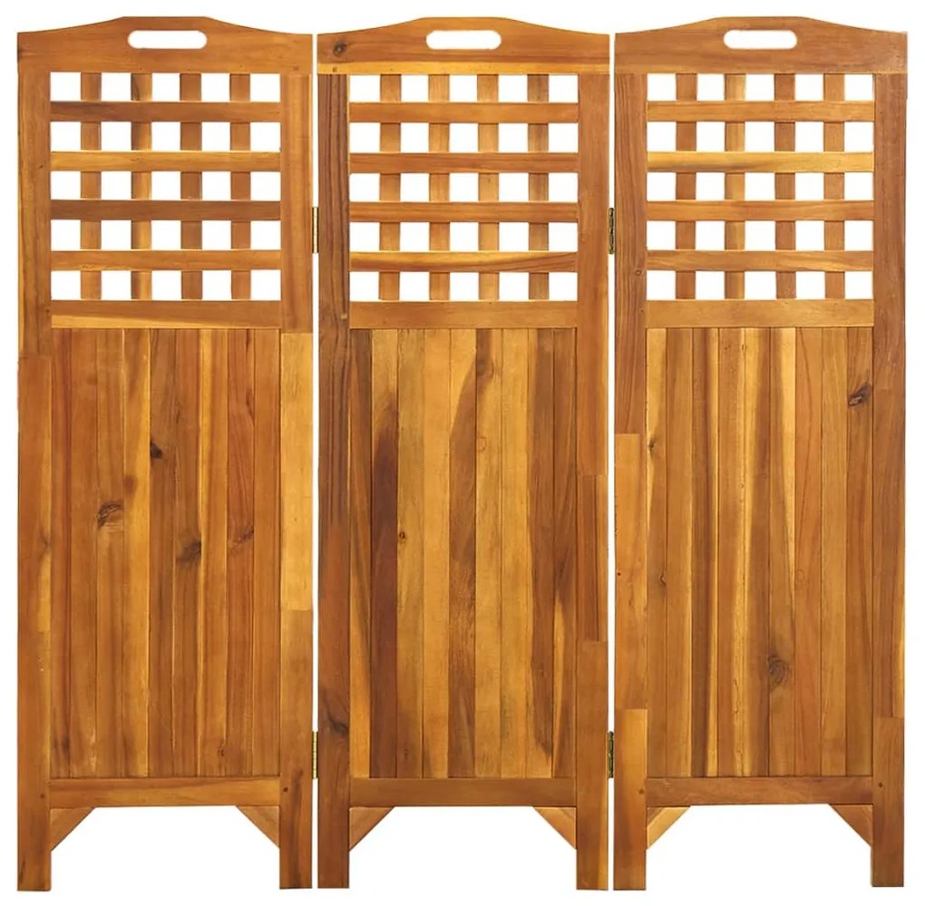 311877 vidaXL Paravan de cameră cu 3 panouri, 121x2x120 cm, lemn masiv acacia