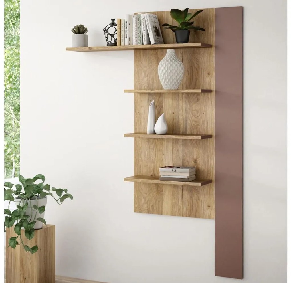 Poliță de perete INAR, stejar/maro