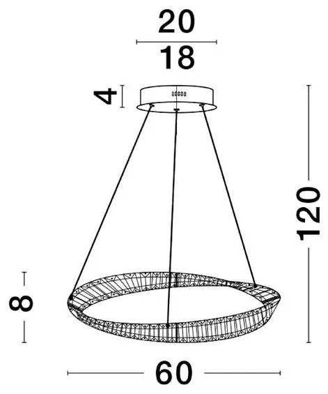 Lustra LED suspendata , dimabila, cristal design elegant AURELIA auriu 60cm