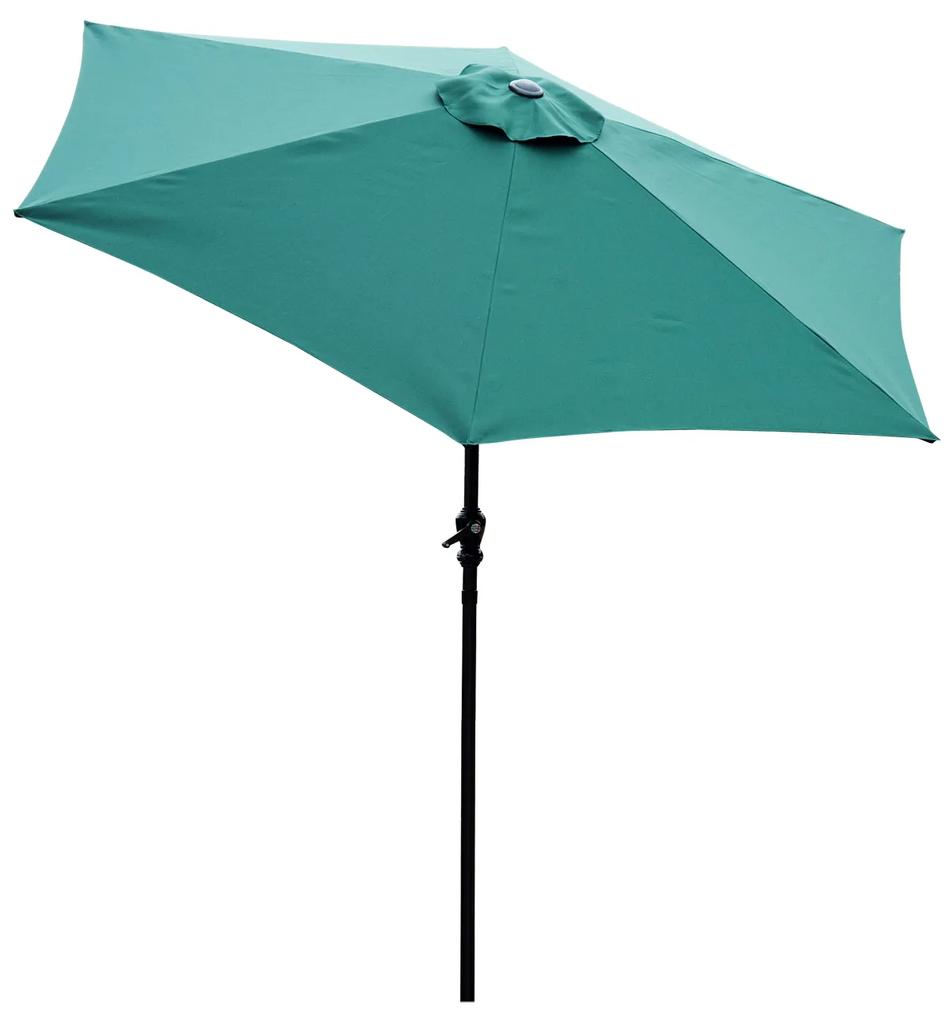 Outsunny Umbrela de Gradina Reclinabila Plaja Aluminiu si Poliester Φ2.7×2.35m Verde Inchis