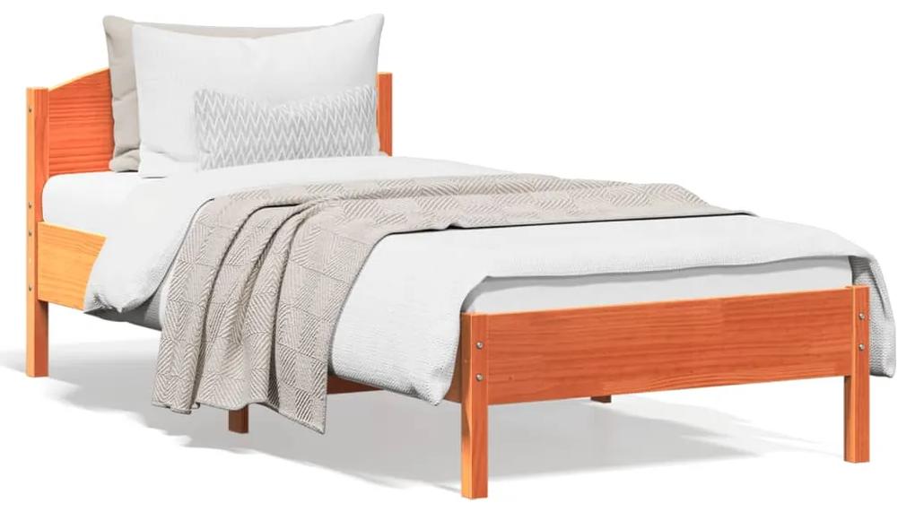 842617 vidaXL Cadru de pat cu tăblie, maro ceruit, 100x200 cm, lemn masiv pin