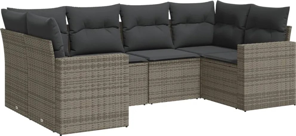 vidaXL Set mobilier grădină cu perne, 6 piese, gri, poliratan