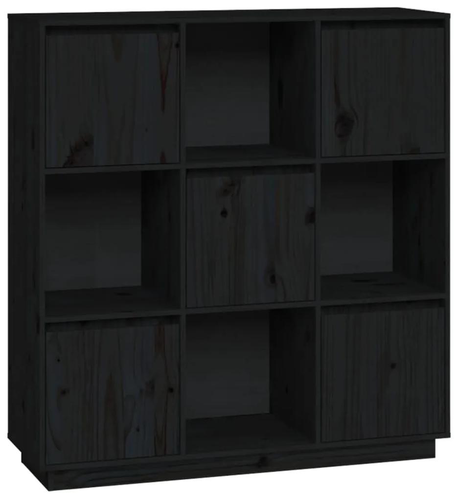 814373 vidaXL Dulap înalt, negru, 110,5x35x117 cm, lemn masiv de pin