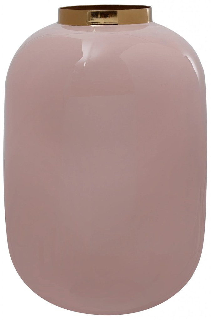 Vaza din fier Art Deco, roz deschis / auriu 16x16x25 cm