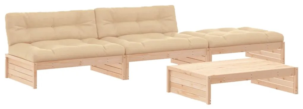 3186137 vidaXL Set mobilier de grădină cu perne, 4 piese, lemn masiv