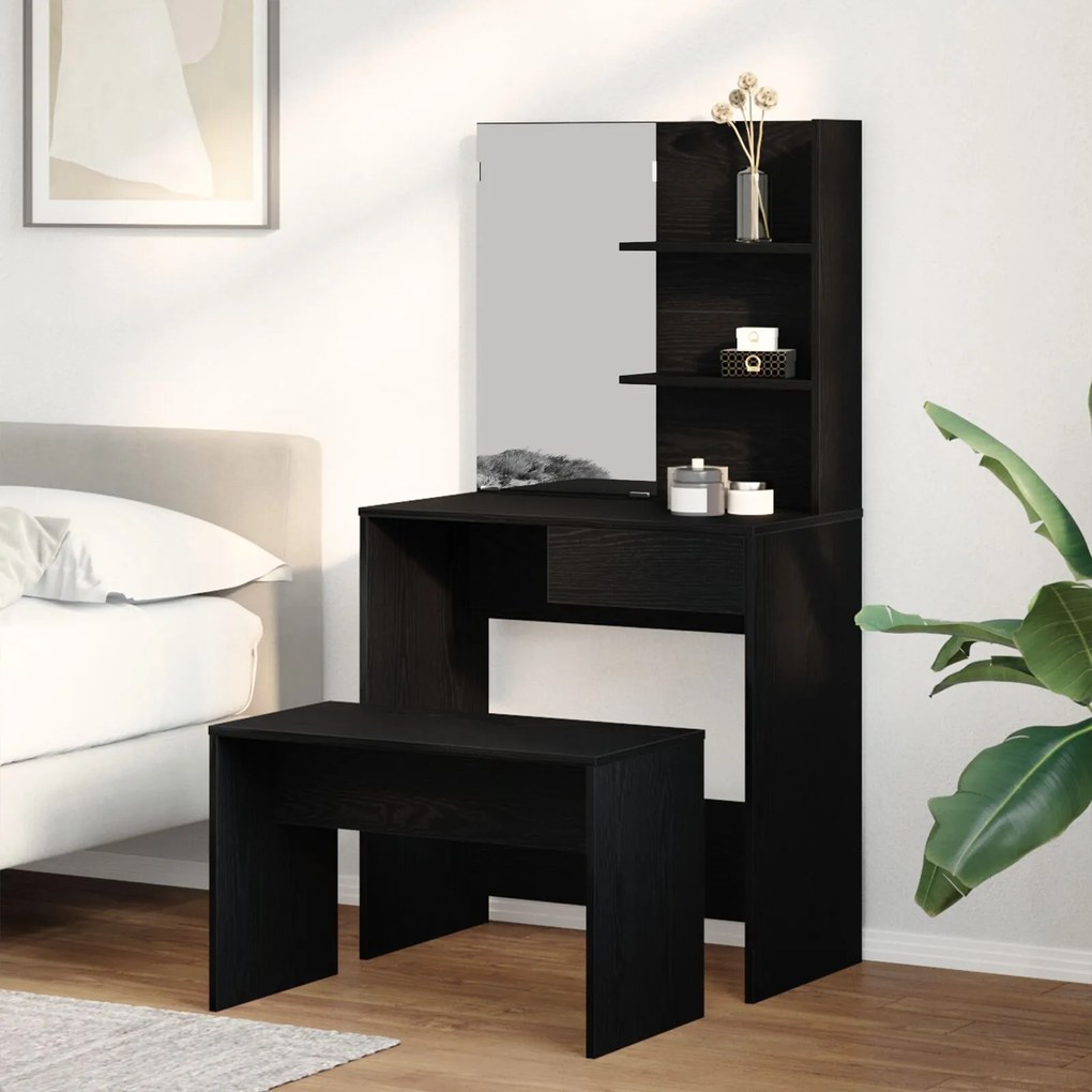 vidaXL Set de Dressing Stejar negru 74.5 x 40 x 141 cm Lemn compozit