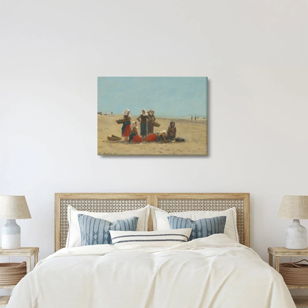 Tablou - Eugène Boudin, Women on the Beach at Berck, reproducere (70x50 cm)