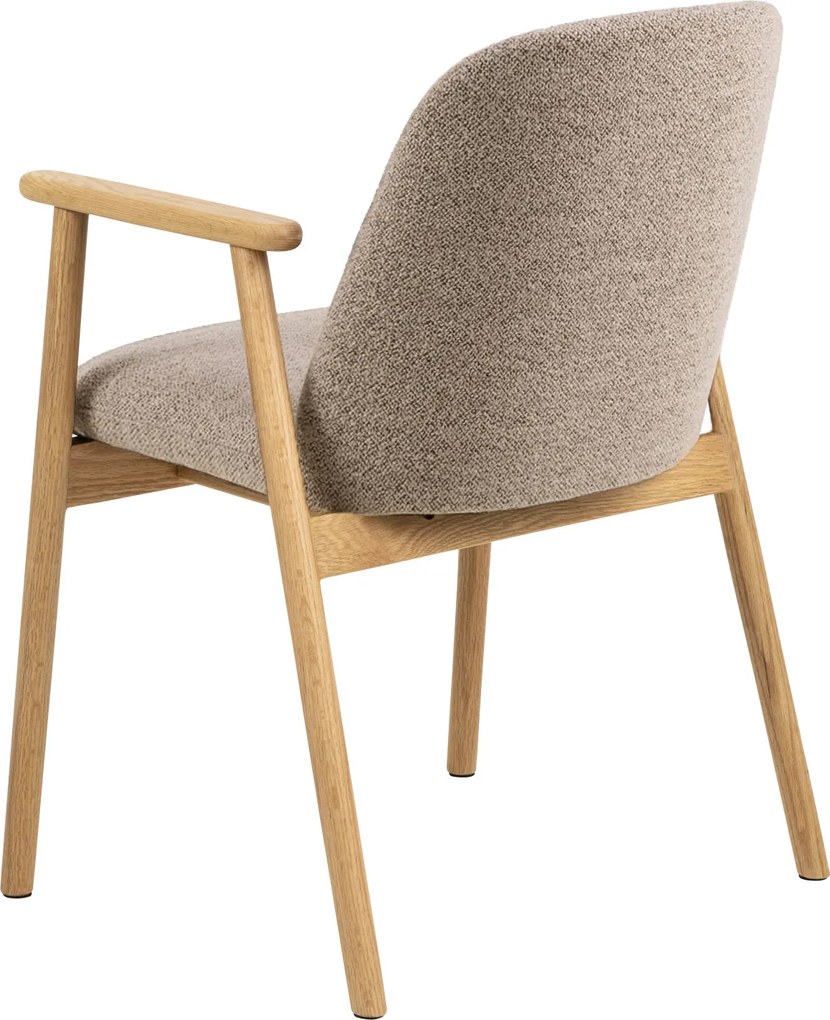 MAZZONI EXPORT RODERIC Bej Latte (material Monza 60)/cadru stejar lăcuit - SCAUN BOUCLÉ DE LEMN RETRO