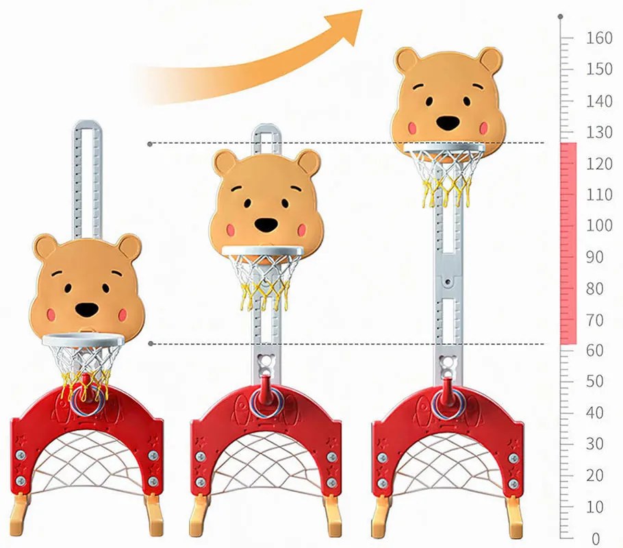Set de joaca pentru copii 4 in 1 cu inaltime reglabila, portocaliu-galben