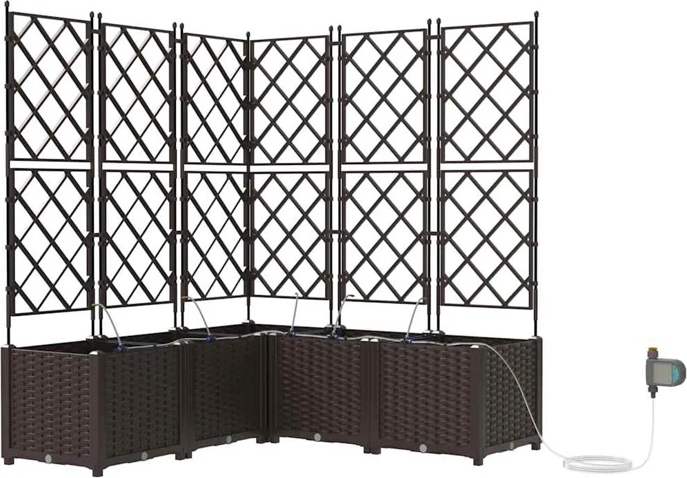 vidaXL Vază pentru Grădină 5 pcs Maro Oțel