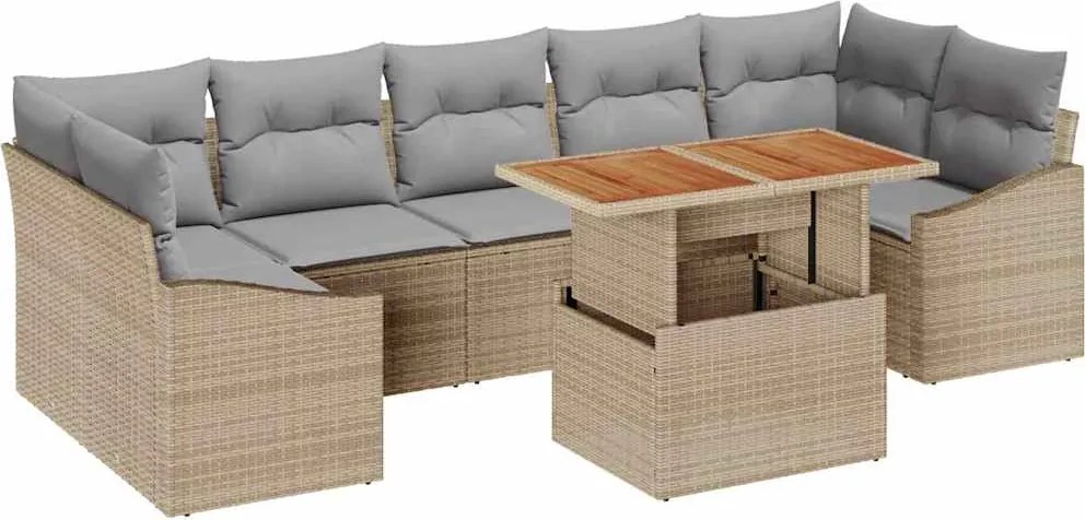 vidaXL Set de canapele pentru grădină 8 pcs Beige și gri deschis