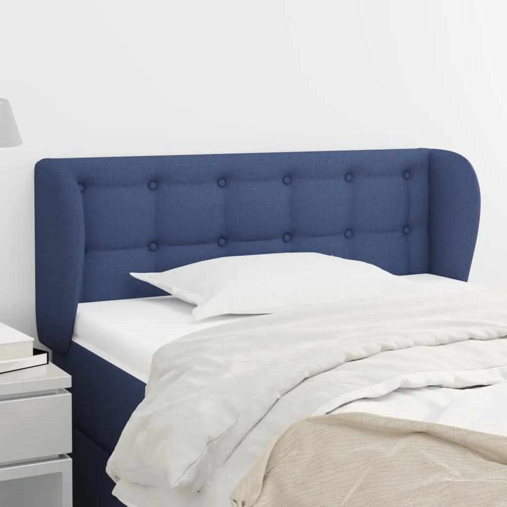 3117558 vidaXL Tăblie de pat cu aripioare, albastru, 83x23x78/88 cm  textil