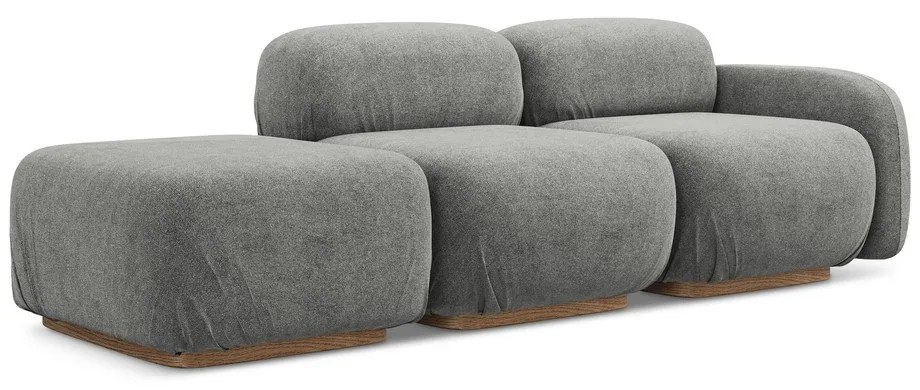 Șezlong modular gri cu tapițerie din țesătură bouclé (cu colț pe partea stângă) Ailani – Makamii