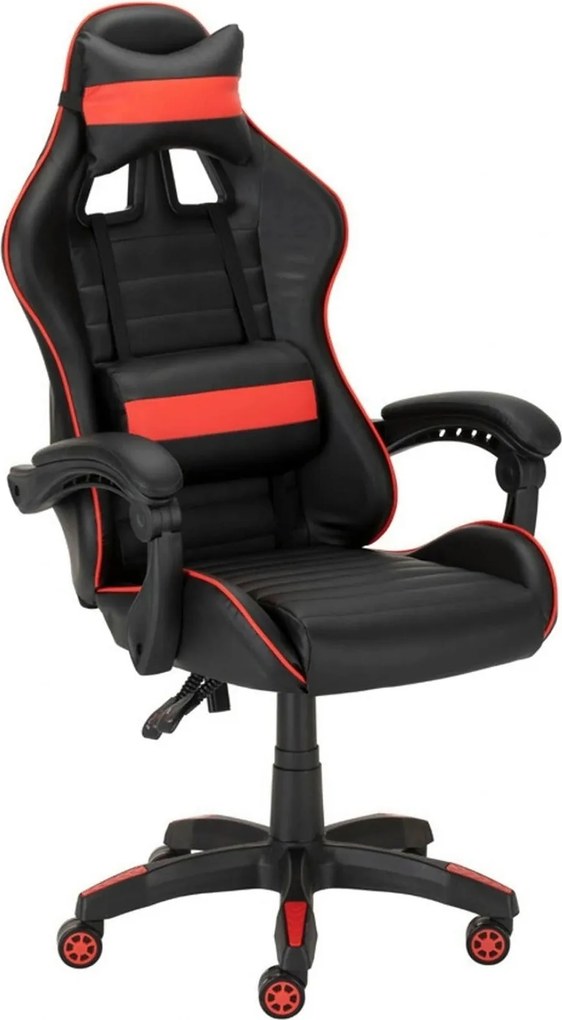 Scaun gaming X-PLAY, negru/rosu, piele ecologica, 64x65x123/132 cm