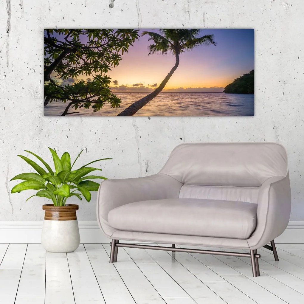 Tablou cu palmier pe plajă (120x50 cm)