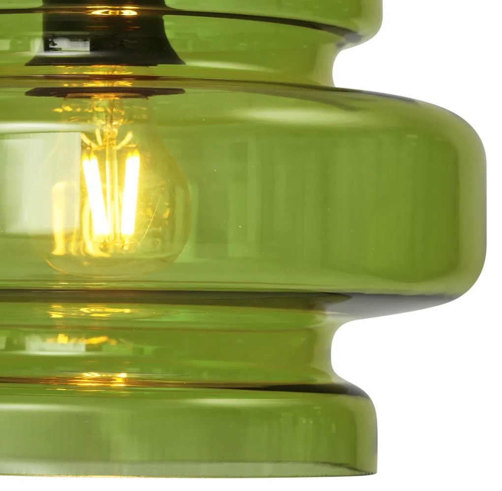 Lampă de podea retro neagră cu sticlă verde - Denise