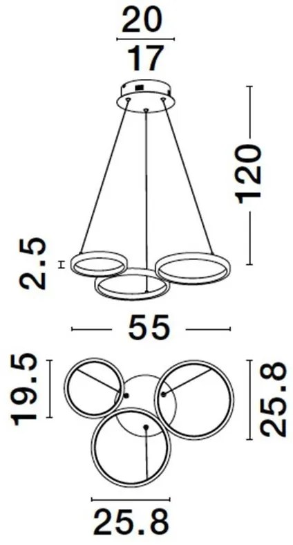 Lustra LED suspendata design modern MAGNUS R3 aurie