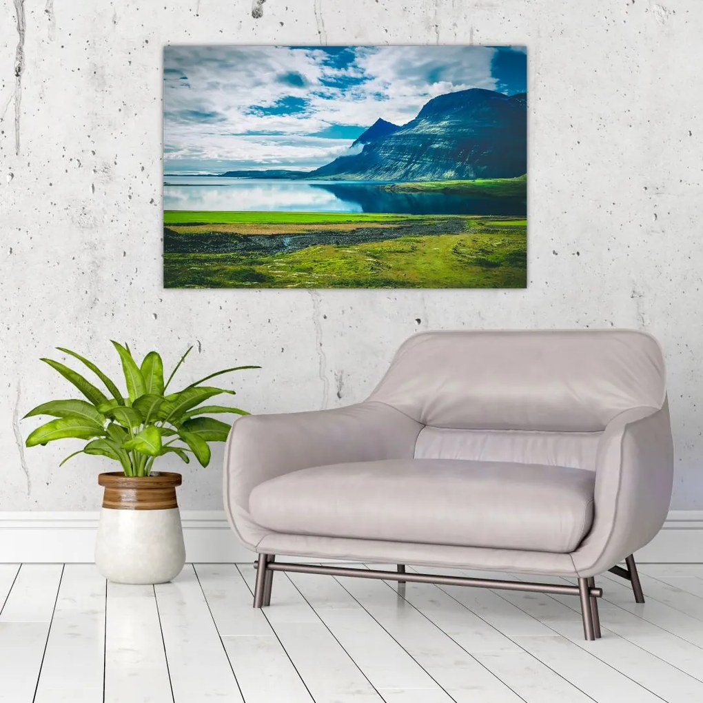 Tablou cu lac și munți (90x60 cm)