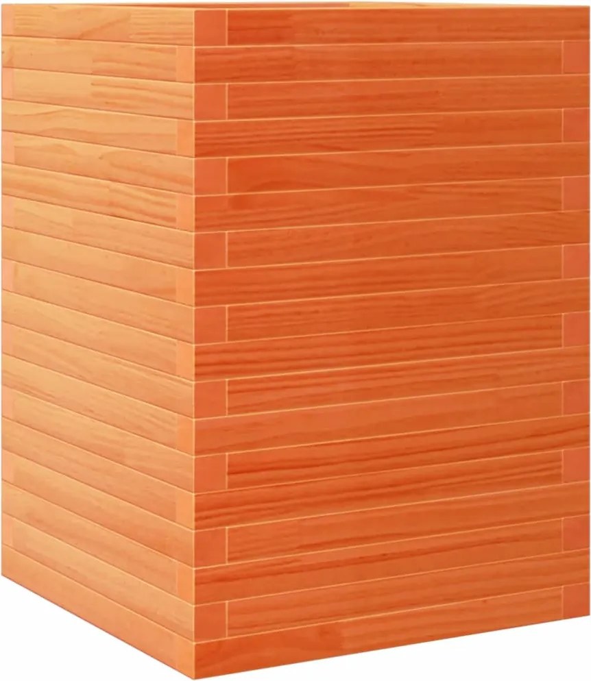 vidaXL Jardinieră grădină, maro ceruit, 50x50x68,5 cm, lemn masiv pin