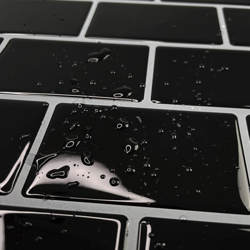 PIPPER | Placi de adeziv - mozaic 3D - Cărămizi negre 30,5 x 30,5 cm