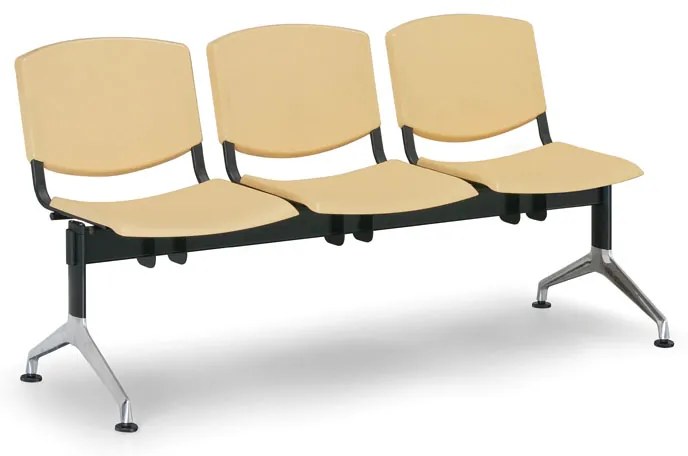 Bancă din plastic de design, 3 locuri, albastră