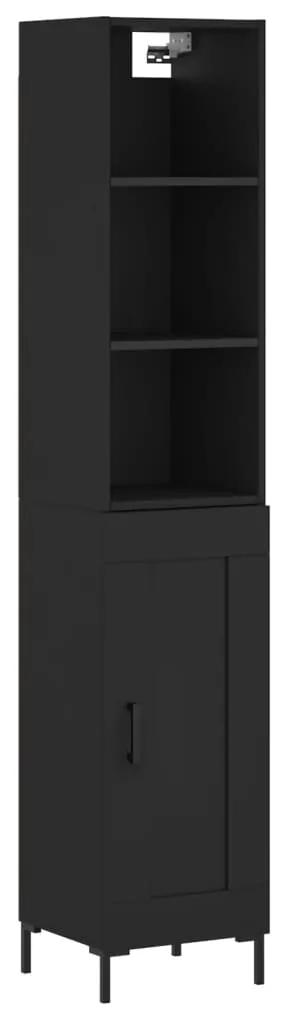 3190086 vidaXL Dulap înalt, negru, 34,5x34x180 cm, lemn prelucrat