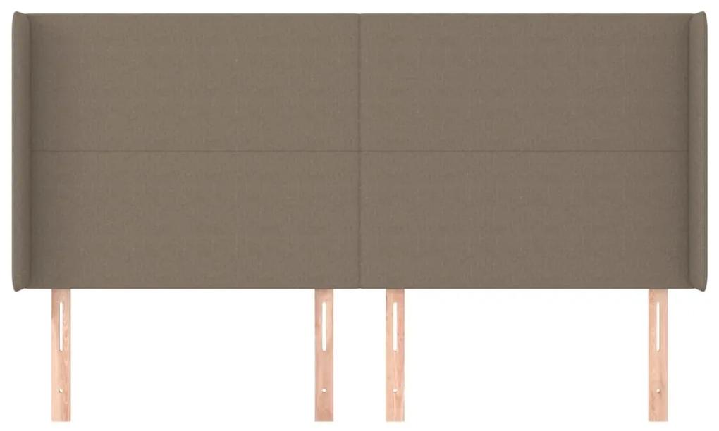 Tablie de pat cu aripioare gri taupe 183x16x118 128 cm textil 1, Gri taupe, 183 x 16 x 118 128 cm