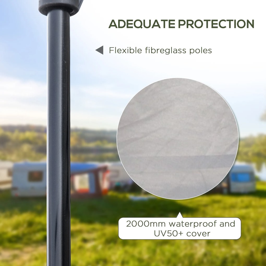 Outsunny Cort de Camping Automat cu Veranda pentru 2-3 Persoane, Cort Pop-Up in Aer Liber, Adapost Portabil pentru Drumetii cu Ferestre cu Plasa, Usa cu Fermoar,Geanta de Transport Portabila | Aosom Romania