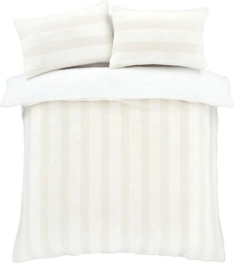 Lenjerie de pat crem din micropluș/cocolino pentru pat dublu/extinsă 230x220 cm Stripe Fur – Bianca