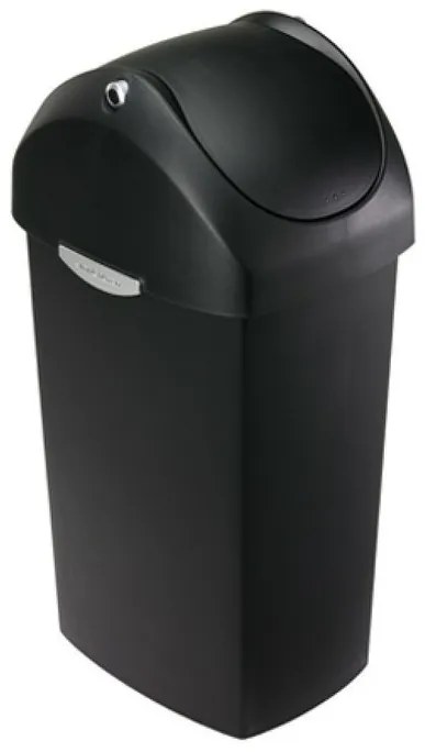 Cos cu capac batant 60 l, plastic negru, negru
