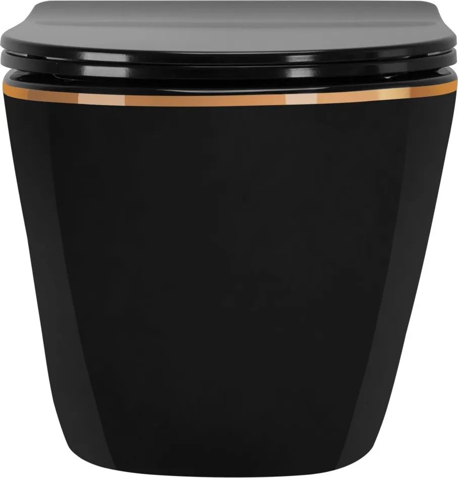 Vas WC suspendabil Rea Carlo Mini Tornado negru auriu