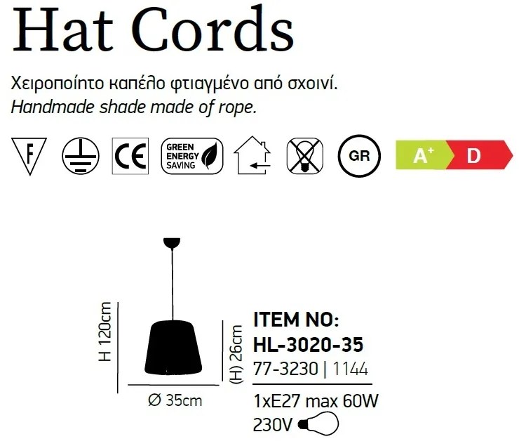 Lustra design rustic realizata manual HL-3020-35 HAT CORDS 77-3230 HL