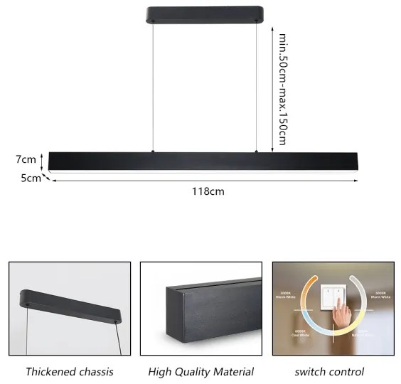 Lustră LED pe cablu Brilagi SLEEKLINE LED/40W/230V 3000/4500/6000K negru