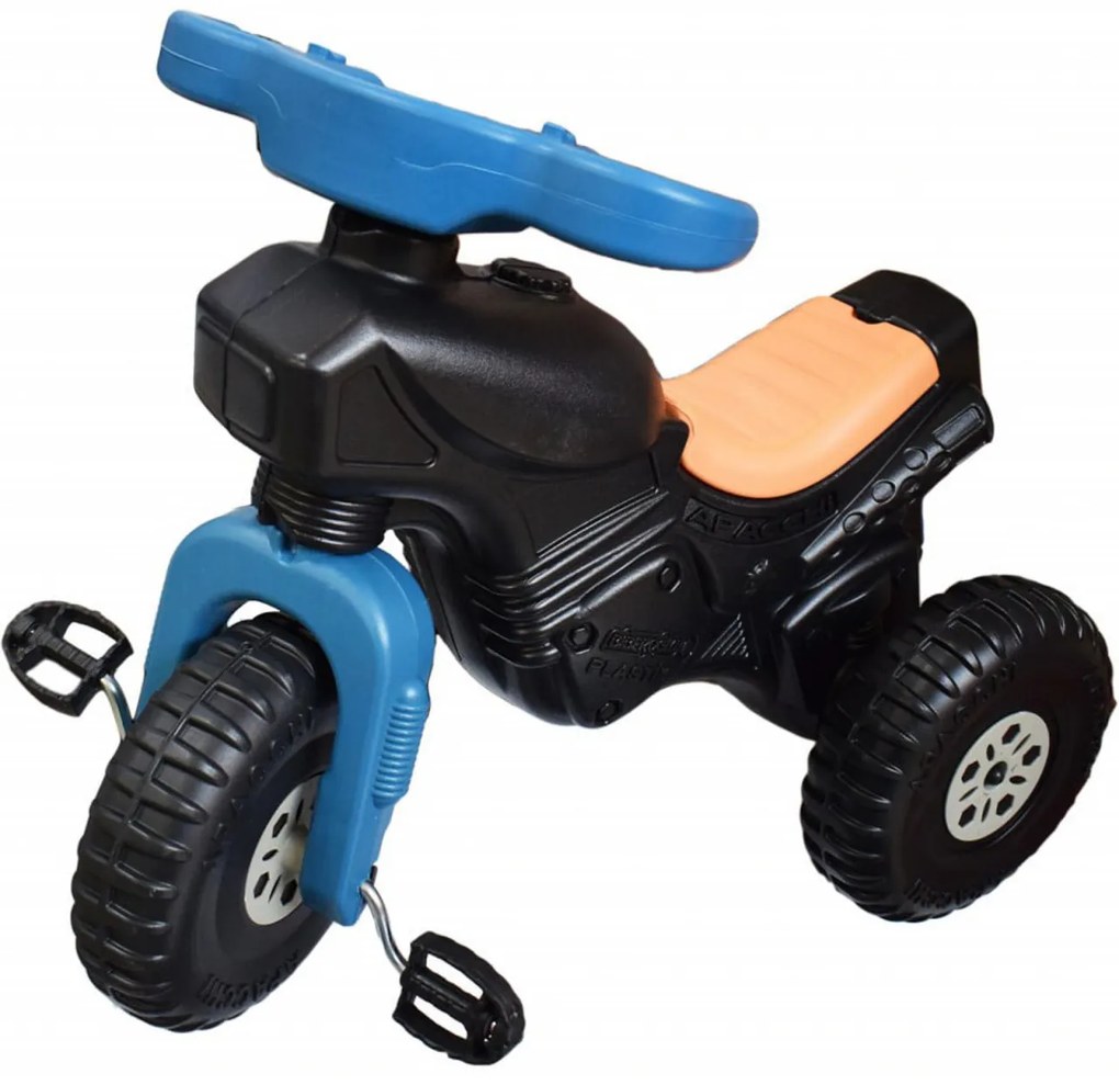 Motocicleta cu pedale pentru copii, Tricicleta cu pedale NOVOKIDS Apacchi, Negru