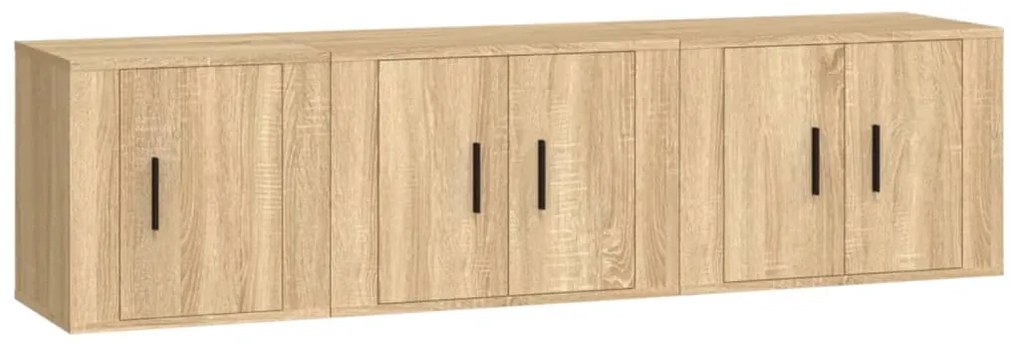 3188441 vidaXL Set dulap TV, 3 piese, stejar sonoma, lemn prelucrat