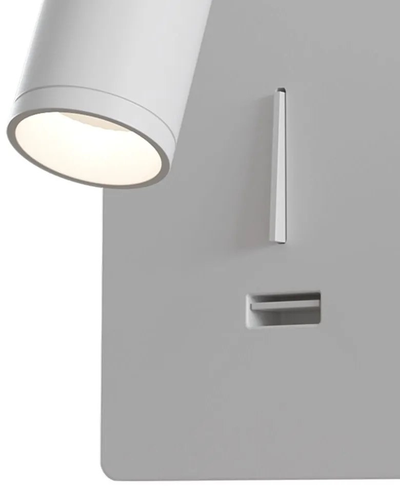 Aplica de perete cu spot LED directionabil si port USB Mirax alb