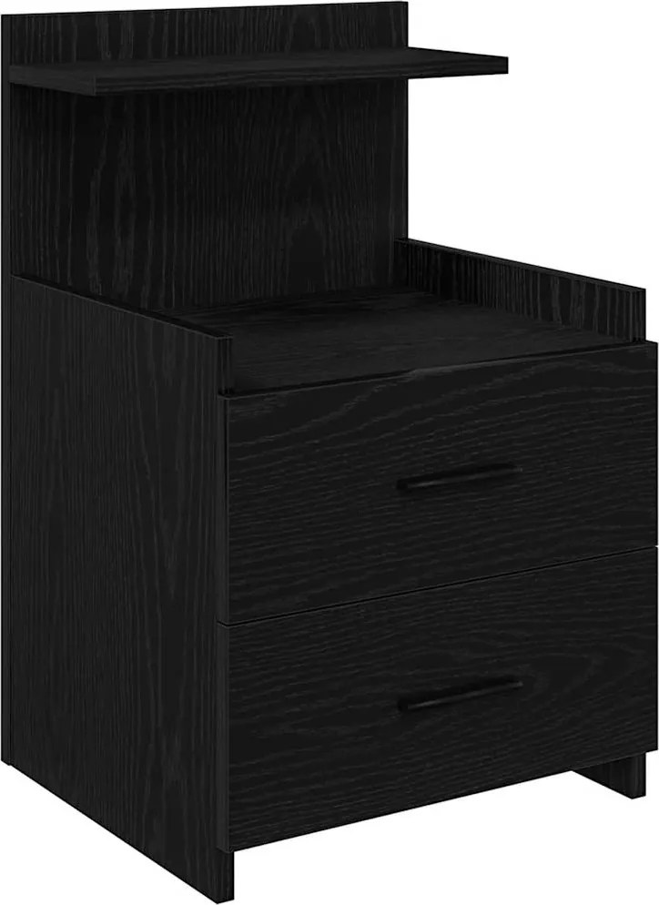 vidaXL Noptieră cu 2 sertare, neagră, 40x36,5x62 cm