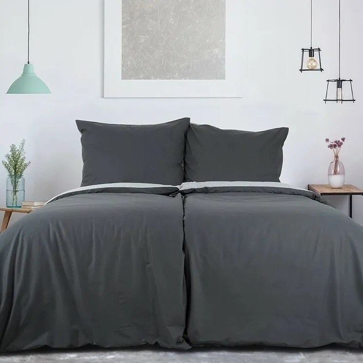 B.E.S. Petrovice Lenjerie de pat din bumbac Double face antracit/gri